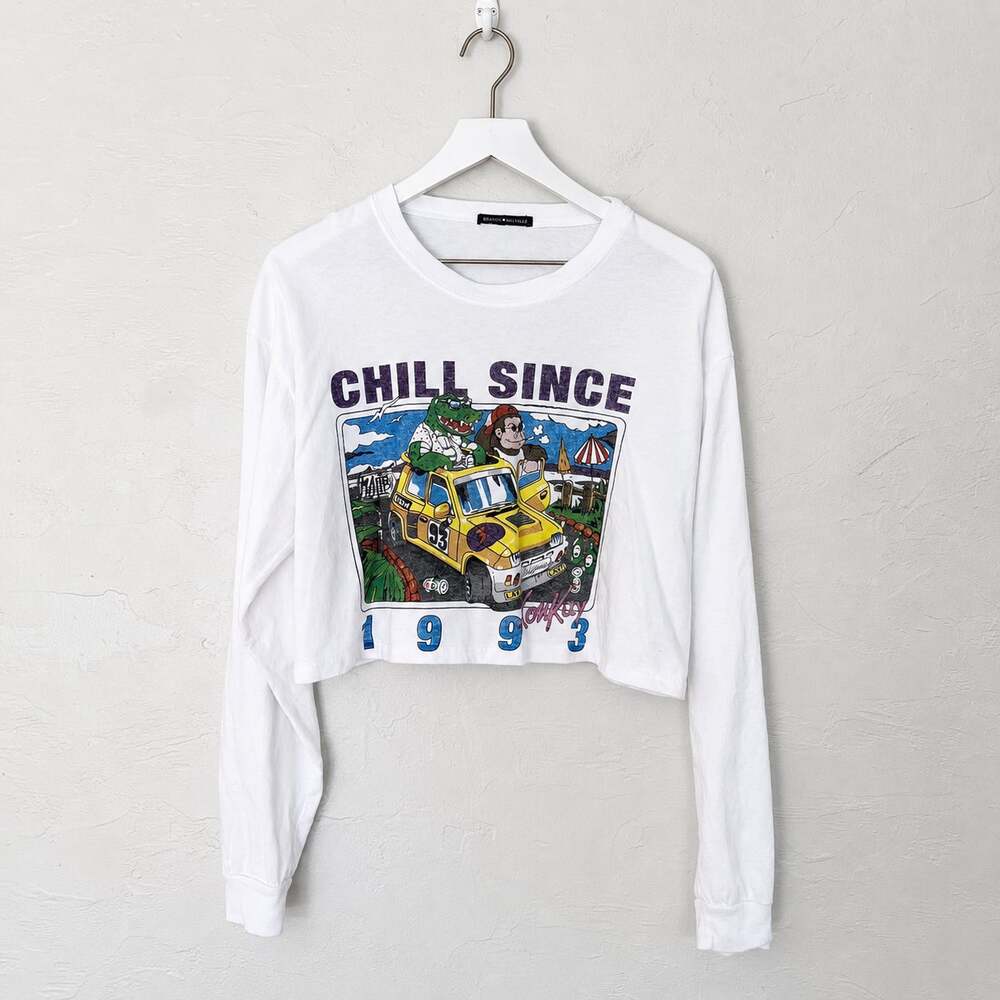 Brandy Melville Chill Since 1993 Crop Long Sleeve Graphic Tee One Size